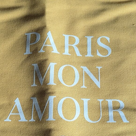 Sézane "Paris Mon Amour" Cotton Tote Bag | Yellow Ochre - Picture 4 of 12